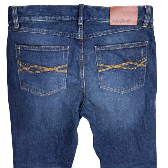RANK.45 Mens Jeans 32x36 Dark Wash Denim Straight Leg Modern Casual - Picture 5 of 7